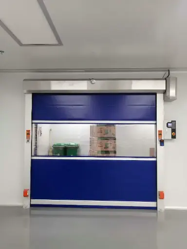Gyorsmozgású ipari kapu PVC ponyvával - beltéri, élelmiszeripari, rozsdamentes burkolattal (mosható kivitelben)