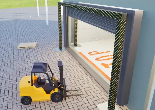 Gate guard structure for the protection of industrial doors